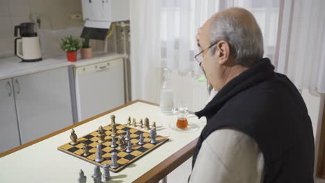 Happy-and-cheerful-old-man-playing-chess-by-himself.
